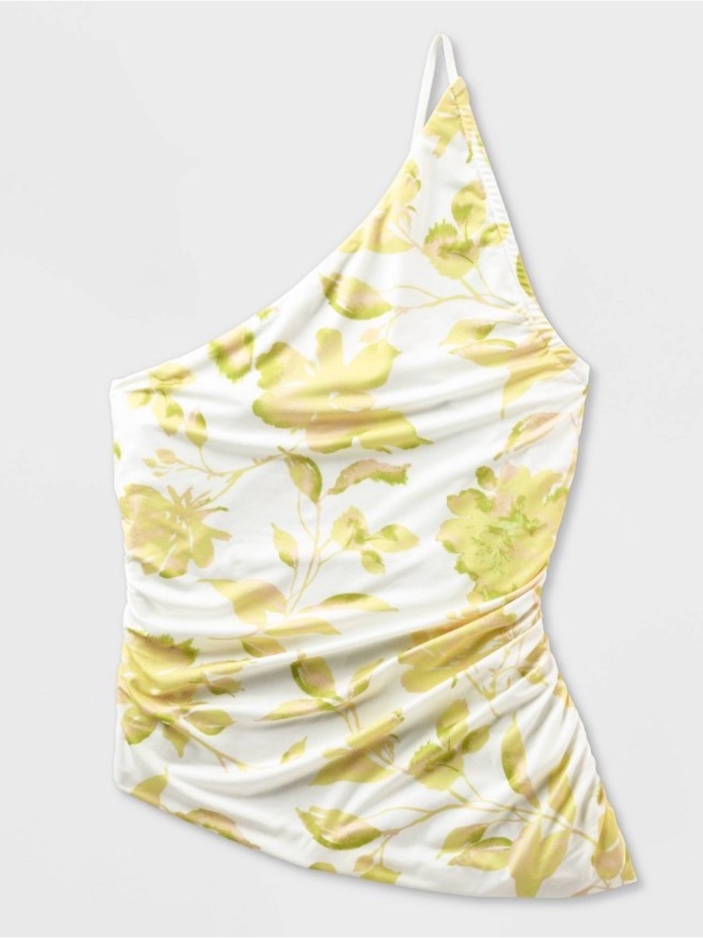 wild fable One-Shoulder Floral Tank Top in White and Yellow-Green - Picture 2 of 4